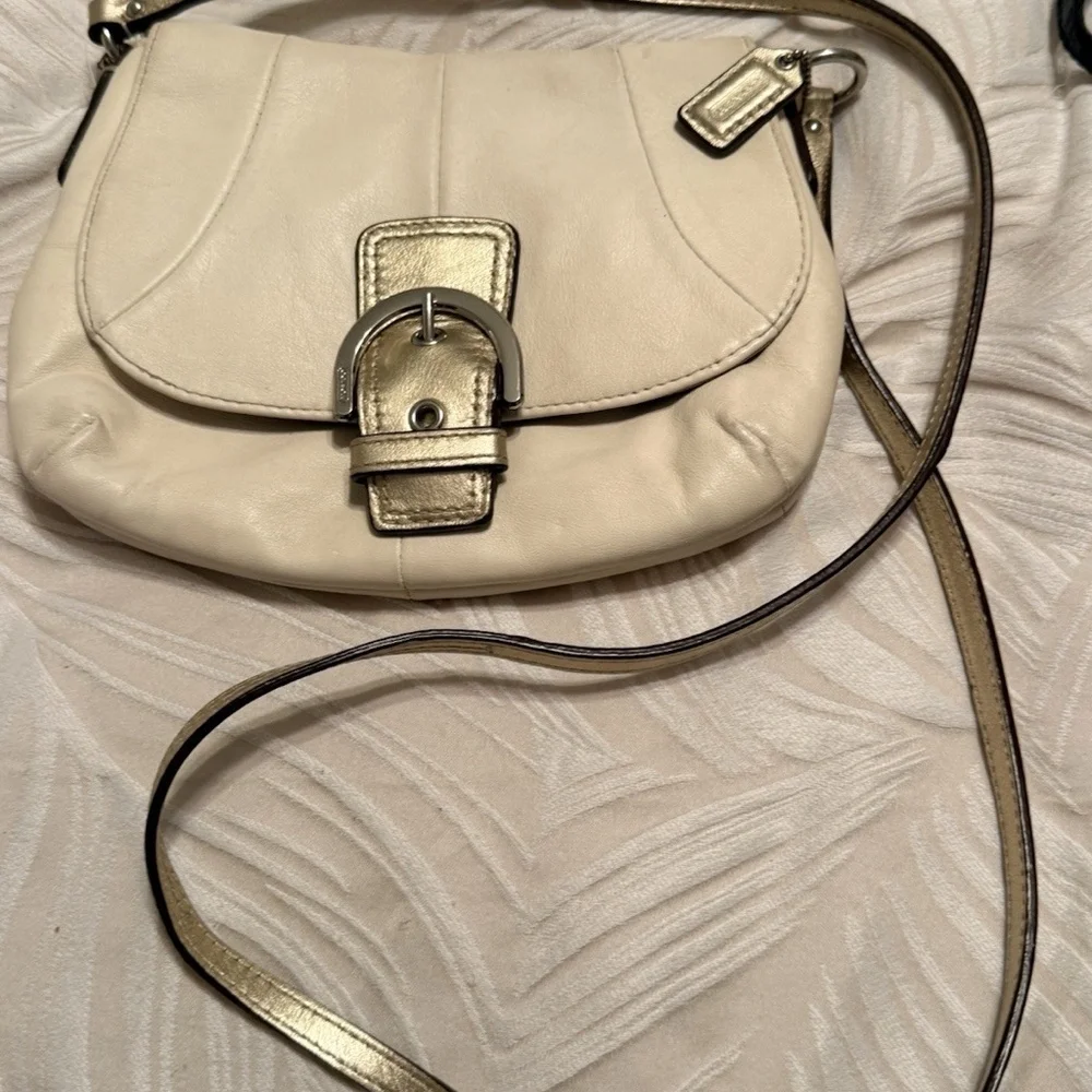 Vintage Coach bag leather 90s Ivory Crossbody